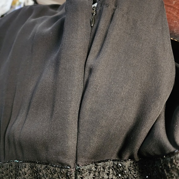 Donald Deal Black One Shoulder Beaded Waist Maxi Dress Formal Evening Gown Sz 6 - Picture 10 of 11